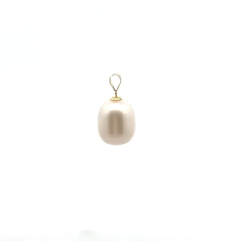 18K Gold Pendant Freshwater Pearl Irregular Shape Small - Picture 6 of 6